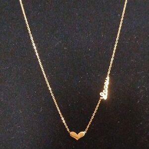 18K Gold Heart & LOVE Necklace